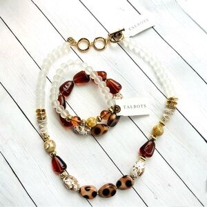 NEW NWT Talbots Acrylic Bead Stretch Bracelet Toggle Necklace Set $119 Retail